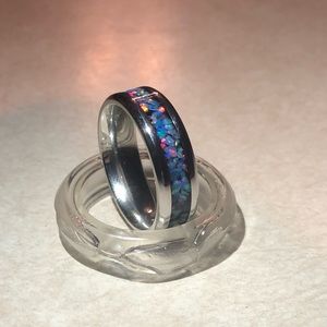 Handcrafted Multi Cornflour Opal ring